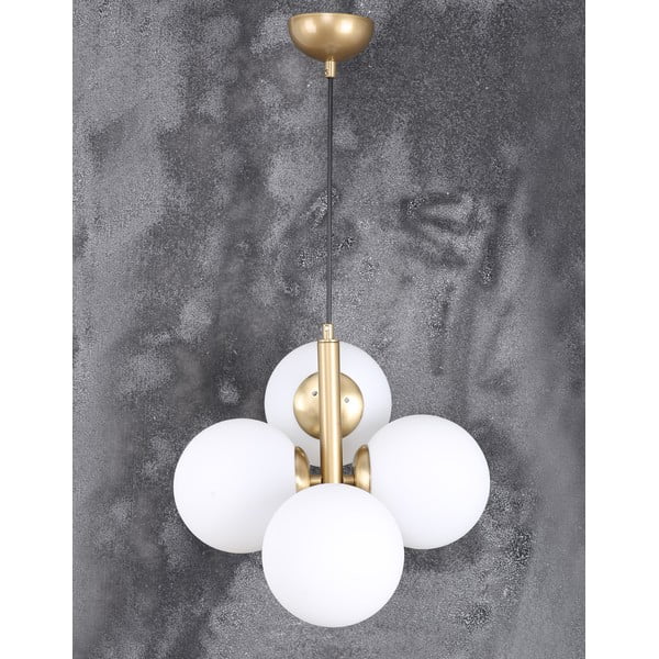 Balta/zelta krāsas piekaramā lampa ar stikla abažūru ø 15 cm Forte – Squid Lighting-image-4