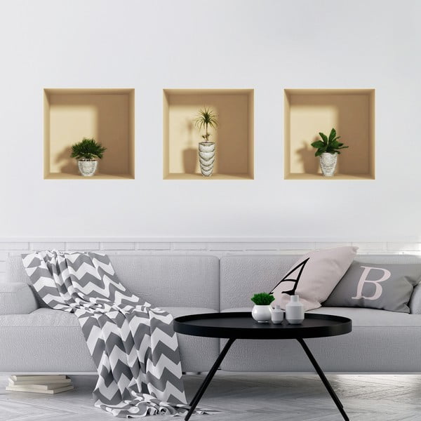 3 uzlīmju komplekts ar 3D efektu Ambiance Palms-image-1