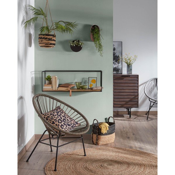 Melns/dabīga toņa egles masīvkoka sienas plaukts 90 cm Elisha – Kave Home-image-2