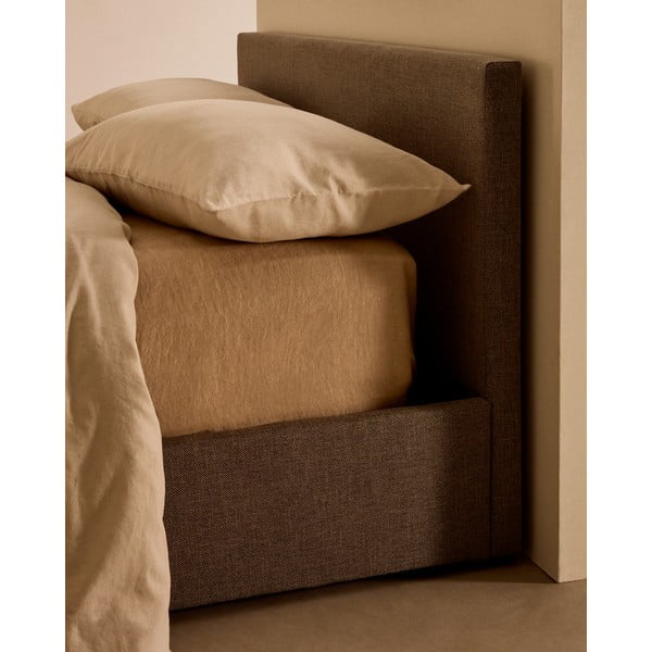 Pelēka polsterēta vienvietīga gulta ar veļas kasti un redelēm 90x200 cm Nahiri – Kave Home-image-1