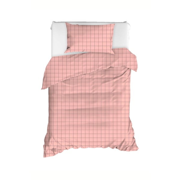 Rozā pagarināta kokvilnas gultas veļa vienvietīgai gultai 160x220 cm Piga – Mijolnir
