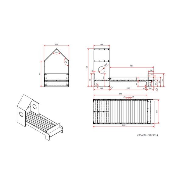 Balta bērnu gulta Vipack Casami, 90 x 200 cm-image-2