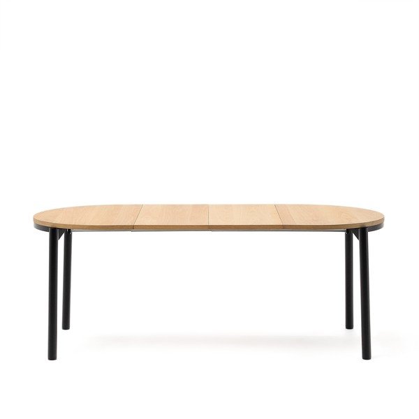 Dabīga toņa izvelkams ēdamgalds ar ozolkoka imitācijas galda virsmu 90x120 cm Montuiri – Kave Home-image-4