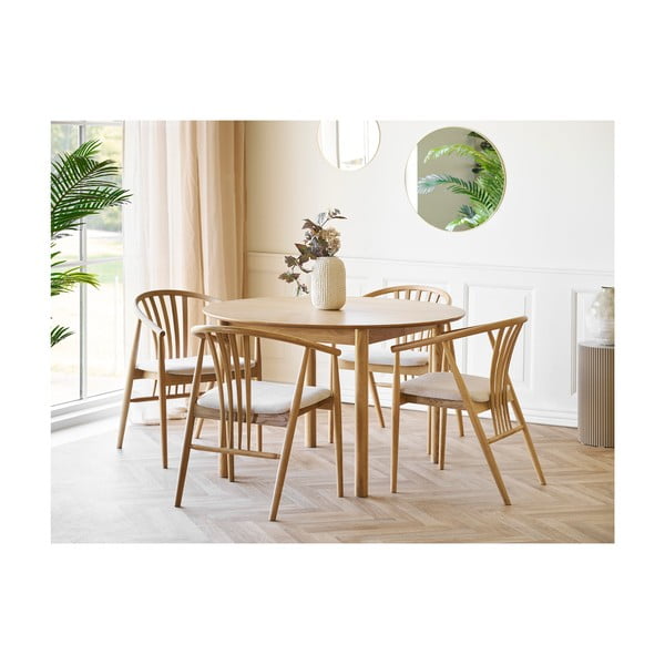 Dabīga toņa ozola masīvkoka pusdienu krēsls ar roku balstiem Agustin – House Nordic-image-4