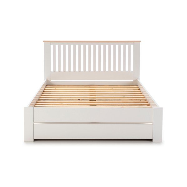 Balta divvietīga gulta ar režģi 140x190 cm Leba – Marckeric-image-2