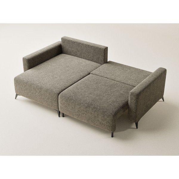 Brūns salokāms stūra dīvāns no šenila auduma ar uzglabāšanas vietu (ar kreiso stūri/ar zvilni) Leon – Maison de Rêve-image-3