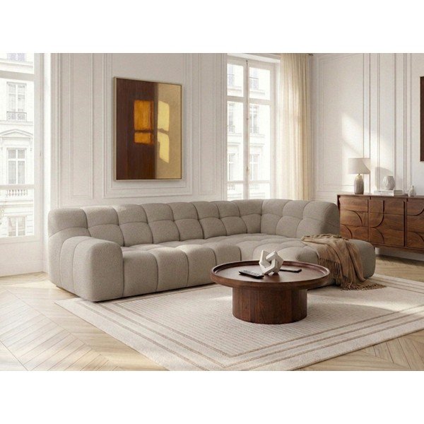 Bēšs salokāms/su elektriniu sėdynės reguliavimu stūra dīvāns (ar labo stūri/L veida) Andre – Bobochic Paris-image-1