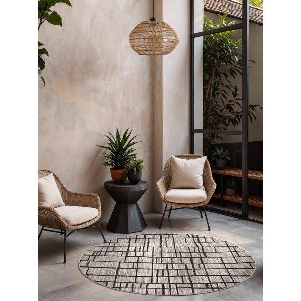 Melns/krēmkrāsas apaļš iekštelpu un āra paklājs ø 160 cm Haringey Crouch – Ted Baker-image-1