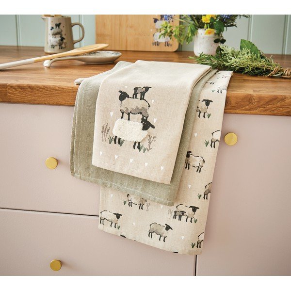 Trauku dvieļi (3 gab.) no lina maisījuma 45x65 cm Highland Sheep – Cooksmart ®-image-1