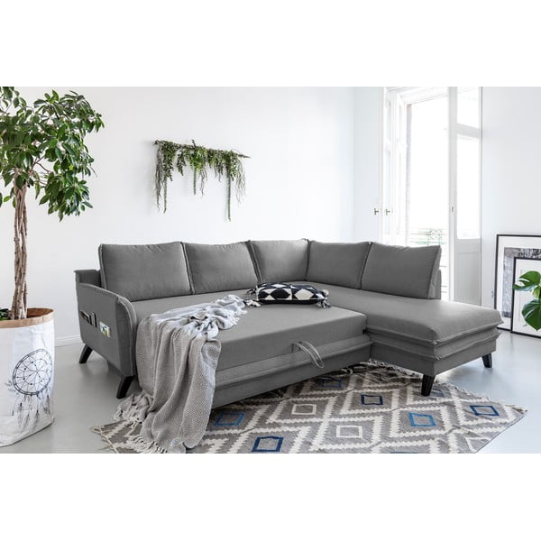 Tumši pelēks izlaižams stūra dīvāns Miuform Charming Charlie L, labais stūris-image-4