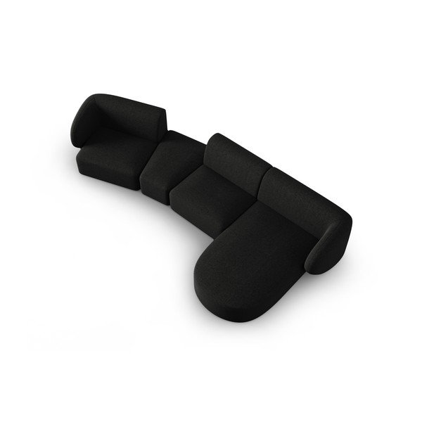 Melns stūra dīvāns no šenila auduma (ar labo stūri/ar zvilni) Paolo – Milo Casa-image-1