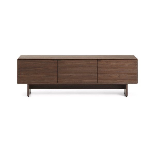 Tumša dabīga toņa TV galdiņš ar riekstkoka imitāciju 150x46x40 cm Norlen – Kave Home-image-3