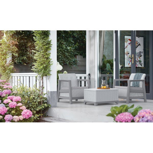 Gaiši pelēki plastmasas dārza atpūtas krēsli (2 gab.) Scandi Linea – Keter-image-1