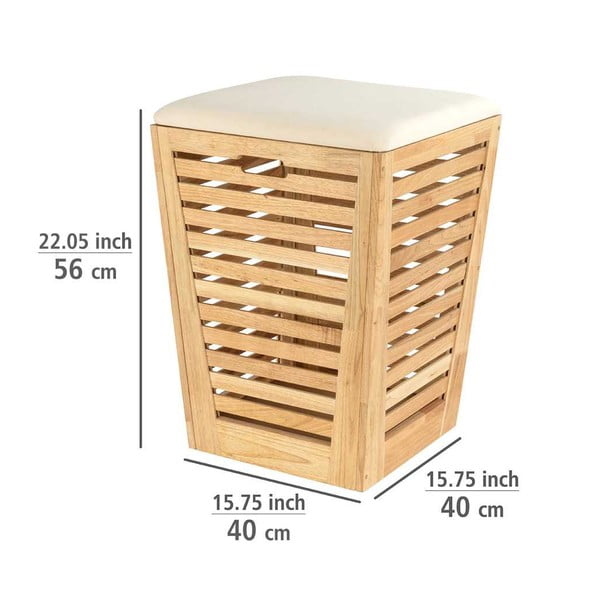 Dabīga toņa koka veļas grozs 55 l Norway – Wenko-image-3