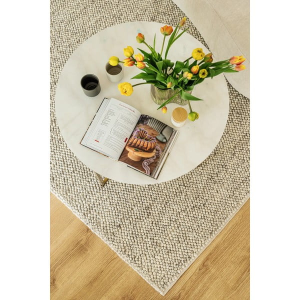 Pelēkbēšs ar rokām darināts paklājs no vilnas maisījuma 200x290 cm Minerals – Flair Rugs-image-1