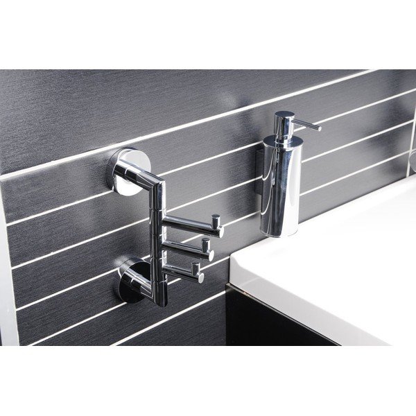 Spīdīgas sudraba krāsas misiņa sienas dvieļu turētājs X-Round – Sapho-image-1