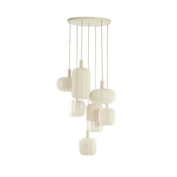 Krēmkrāsas piekaramā lampa ar auduma abažūru ø 50 cm Tufia – Light & Living