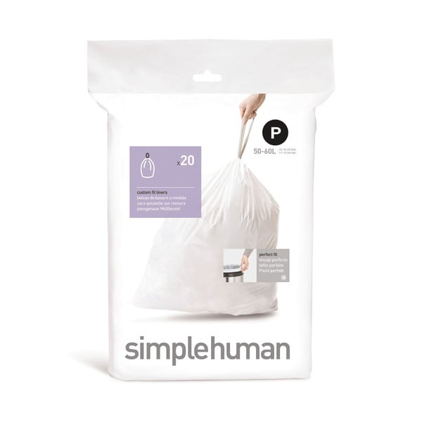 Savelkami atkritumu maisi (20 gab.) 60 l P – simplehuman