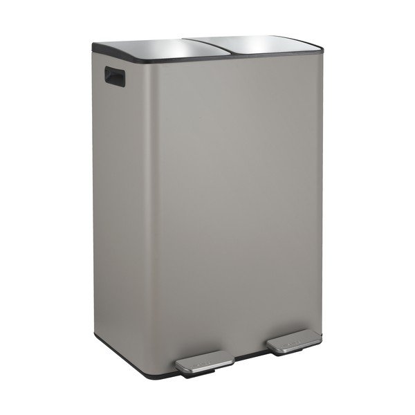 Pelēkbrūna atkritumu šķirošanas tērauda atkritumu tvertne ar pedāli 2x30 l   Aliya – Spirella