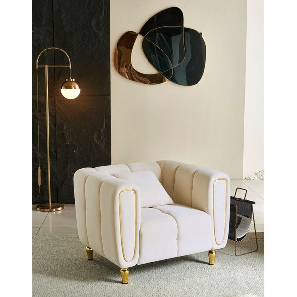 Krēmkrāsas samta atpūtas krēsls Alma – Mauro Ferretti-image-1