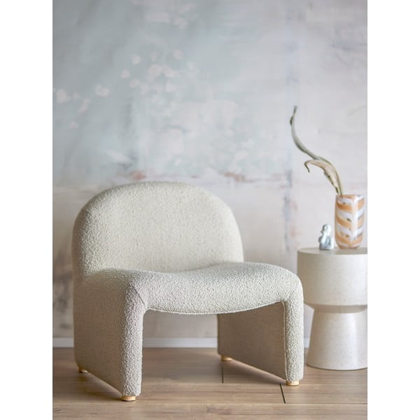 Krēmkrāsas atpūtas krēsls no buklē auduma Neel – Bloomingville-image-1