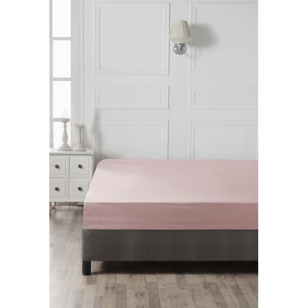 Rozā kokvilnas palags ar gumiju 140x200 cm – Mijolnir-image-2