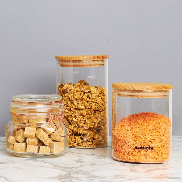 Stikla pārtikas trauks ar koka vāku Sabichi, 1,2 l-image-1
