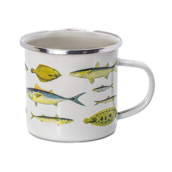 Balta/zaļa krūze 310 ml Vintage Fish – Sass & Belle