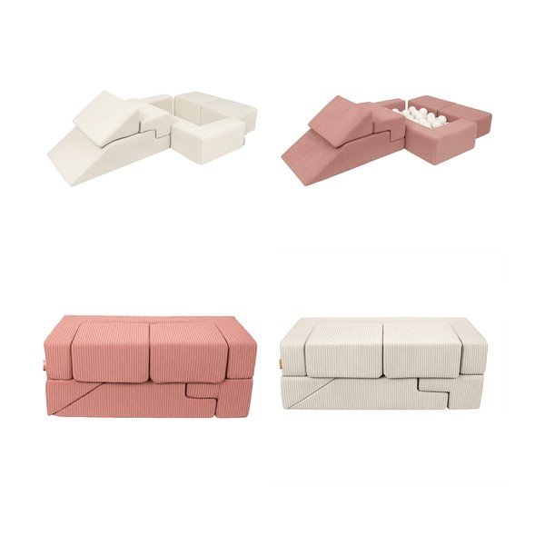 Rozā velveta putu rotaļu laukums 100x35x40 cm Montessori – Meowbaby-image-2