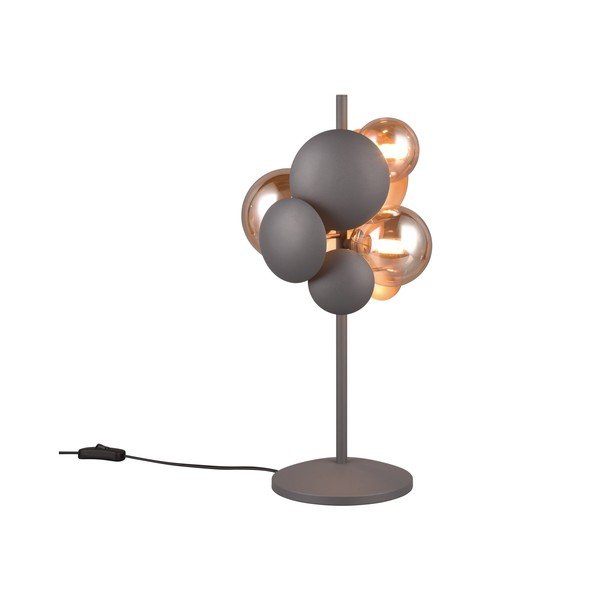 Pelēka/zelta krāsas galda lampa ar stikla abažūru (augstums 50 cm) Bubble – Trio Select-image-1