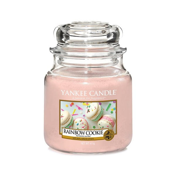 Aromatizēta svece Yankee Candle Rainbow Macaroons, degšanas laiks 65 - 90 stundas