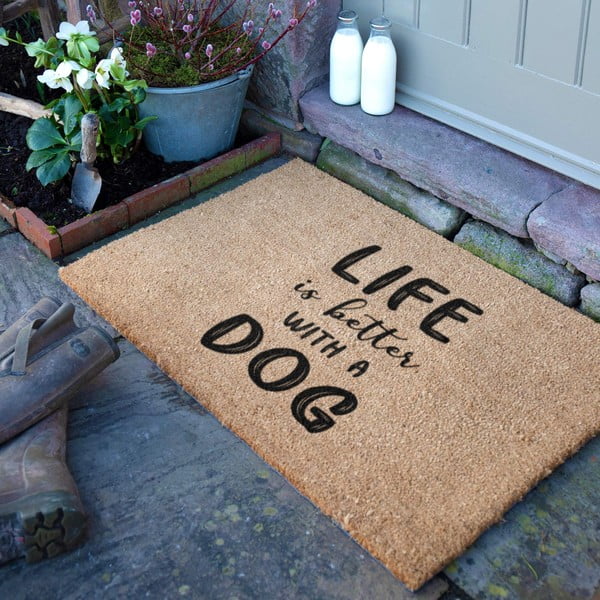Kokosšķiedras kājslauķis 60x90 cm Life Is Better With a Dog – Artsy Doormats-image-2