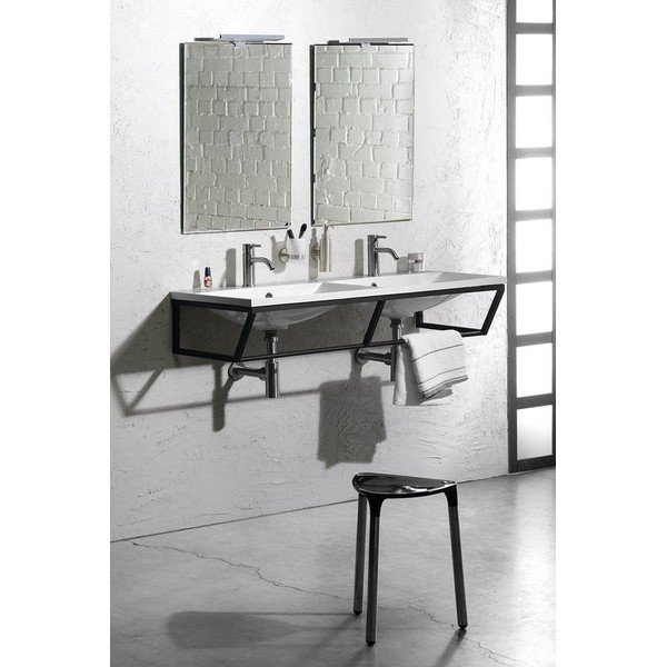 Melns tērauda piekarams statīvs zem izlietnes 120x20 cm Ska – Sapho-image-2