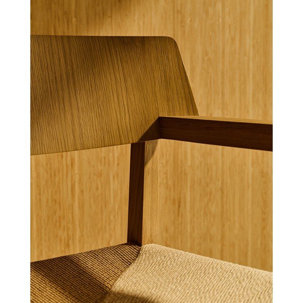 Dabīga toņa ozola masīvkoka ēdamistabas krēsls ar roku balstiem Idun – Kave Home-image-4