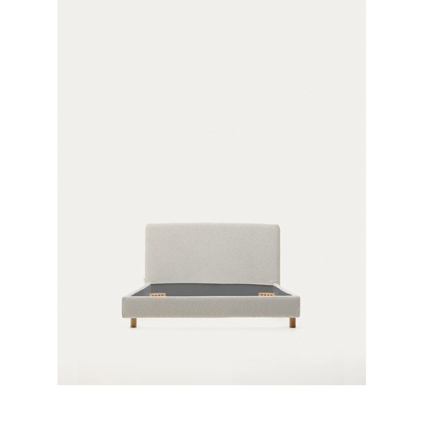 Pelēka polsterēta vienvietīga gulta bez režģa 90x200 cm Valma – Kave Home-image-4