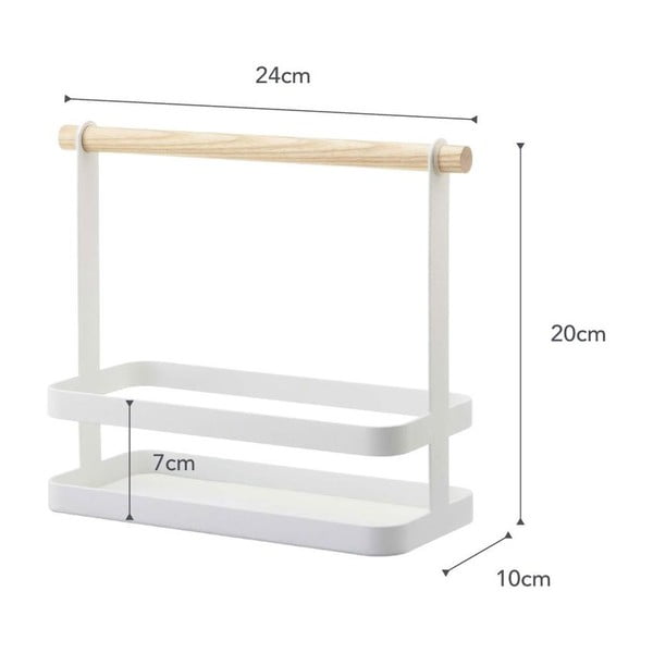 Balts garšvielu statīvs ar dižskābarža koka detaļām YAMAZAKI Tosca-image-3