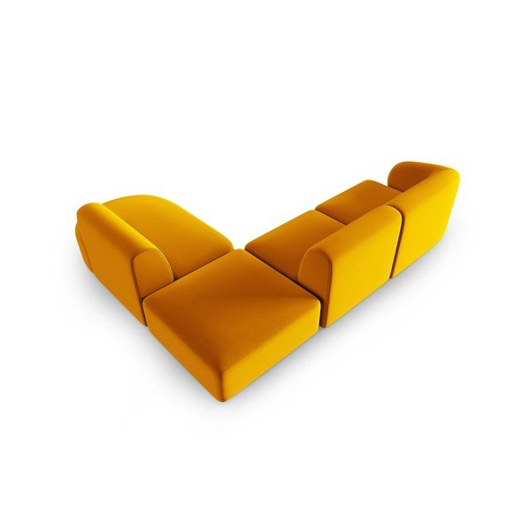 Sinepju dzeltens samta stūra dīvāns (ar labo stūri/L veida) Paolo – Milo Casa-image-3