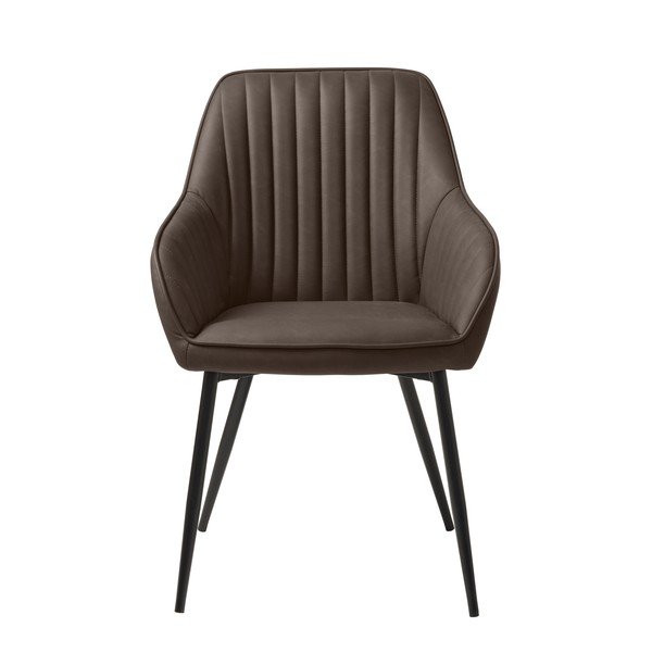 Tumši brūns polsterēts ēdamistabas krēsls ar roku balstiem Melfort – Unique Furniture-image-1