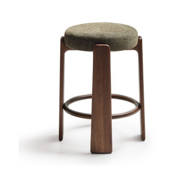 Zaļa/tumša dabīga toņa oša masīvkoka bāra taburete (sēdekļa augstums 65 cm) Granite – Kave Home-image-2