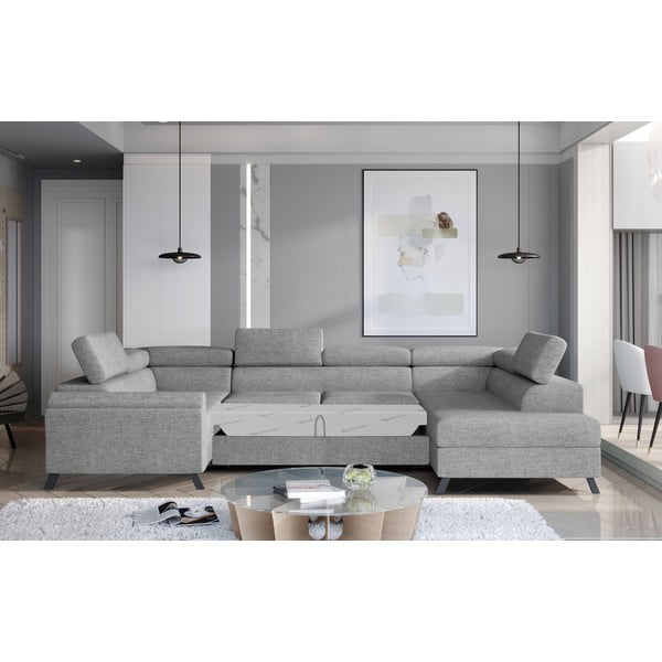 Gaiši pelēks salokāms/ar uzglabāšanas vietu stūra dīvāns (ar labo stūri/U veida) Escada – ELTAP-image-2