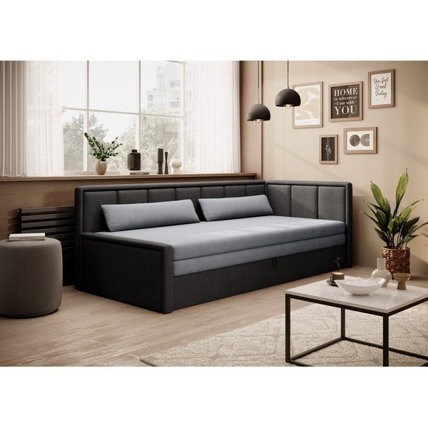 Tumši pelēks salokāms/ar uzglabāšanas vietu dīvāns no šenila auduma 214 cm Fulgeo – ELTAP-image-1