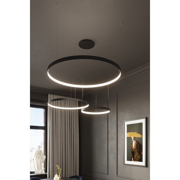 Melna alumīnija LED piekaramā lampa ø 78 cm RIO – Thoro-image-1