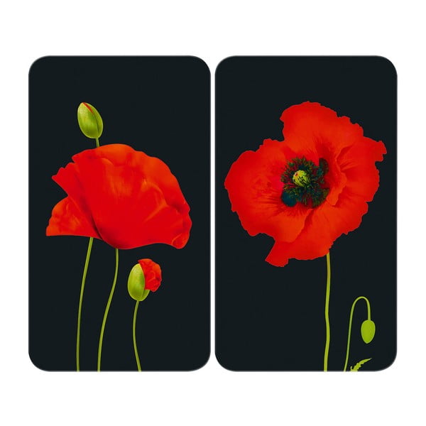 Aizsargplāksnes plītij no rūdīta stikla (2 gab.) 52x30 cm Poppy – Maximex