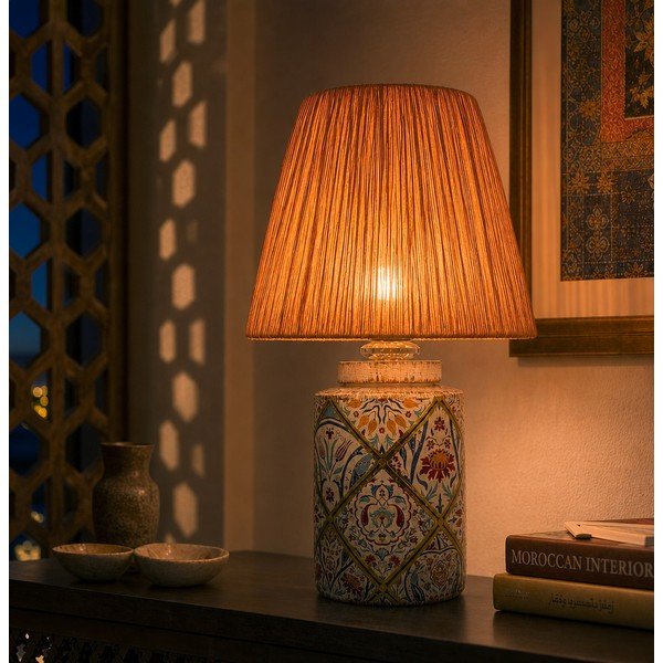 Terakotas oranža galda lampa ar papīra auklas abažūru (augstums 40 cm) Alev – Opviq lights-image-2