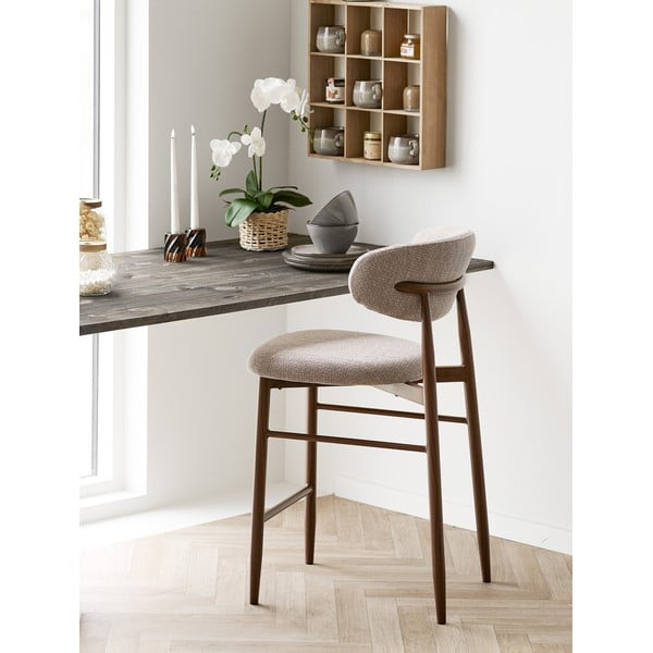 Bēšs/tumši brūns polsterēts bāra krēsls (sēdekļa augstums 65 cm) Levanto – House Nordic-image-1