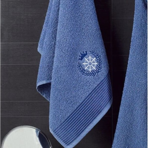 Zils kokvilnas halāta un dvieļa komplekts S/M – Mila Home-image-2