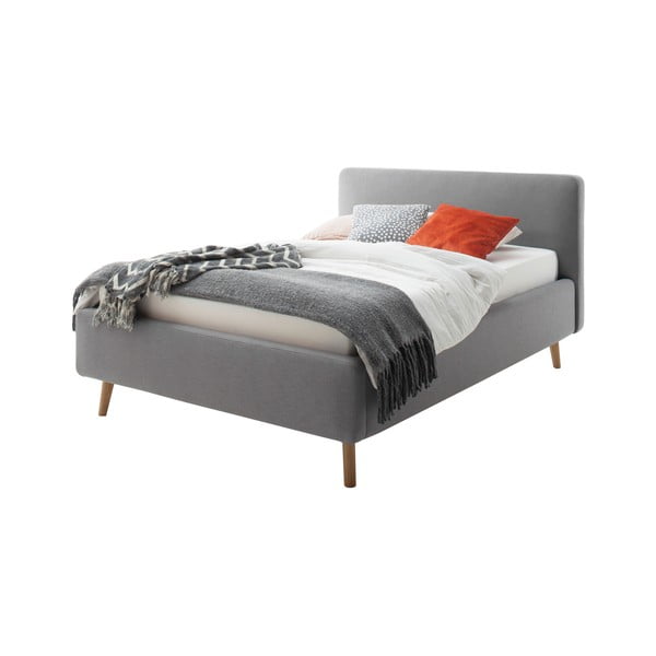Gaiši pelēka polsterēta vienvietīga gulta bez režģa 120x200 cm Mattis – Meise Möbel-image-2