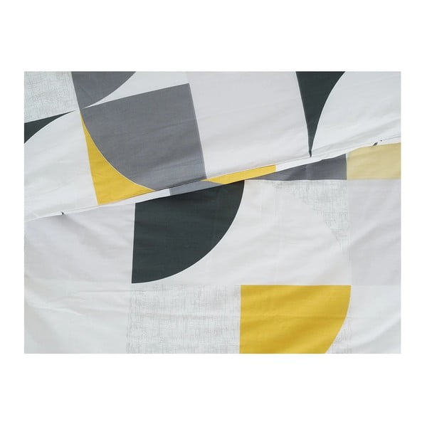 Dzeltena/pelēka vienguļamā gultas veļa no krepa auduma 140x200 cm Geometries – B.E.S.-image-1