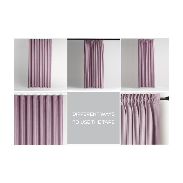 Gaiši rozā samta daļēji gaismu necaurlaidīgs aizkars 140x270 cm Pleat – Restilo-image-3