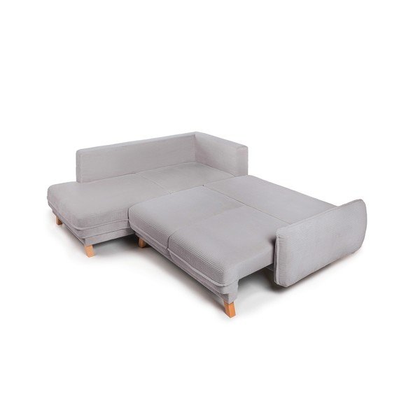 Gaiši pelēks velveta salokāms/ar uzglabāšanas vietu stūra dīvāns (ar labo stūri/L veida) Tori – Bonami Selection-image-3